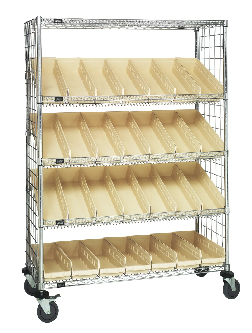 Quantum WRCL5-632448EP-106IV Slanted Shelf Enclosure Cart, 48"W x 24"D x 69"H, 1200 lb capacity, Chrome