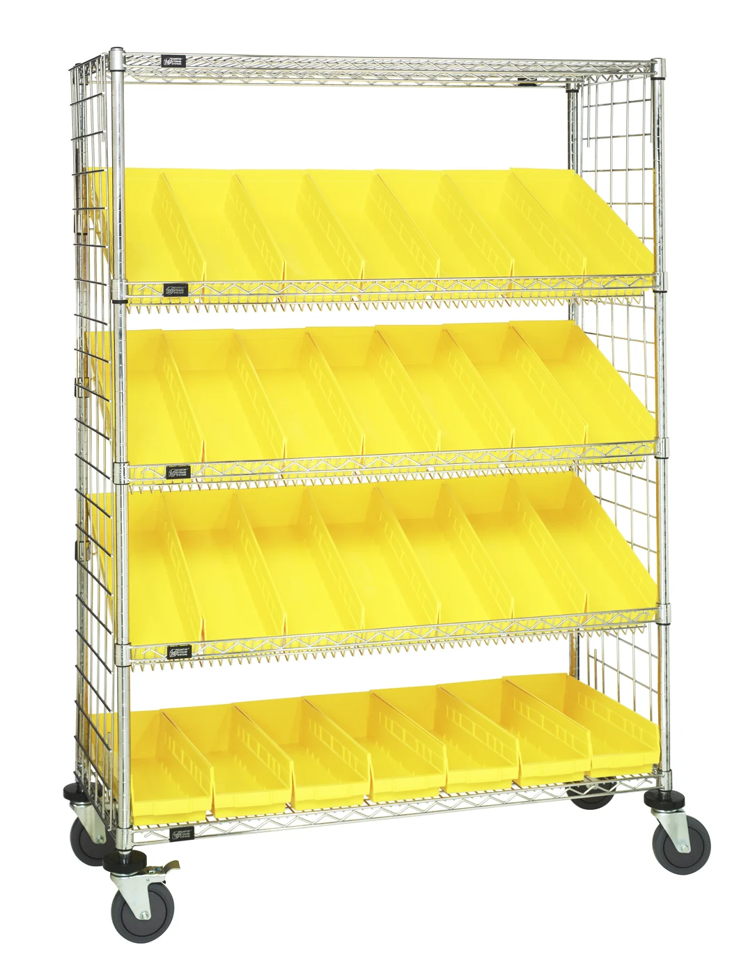 Quantum WRCL5-631848EP-104YL Slanted Shelf Enclosure Cart, 48"W x 18"D x 69"H, 1200 lb capacity, Chrome