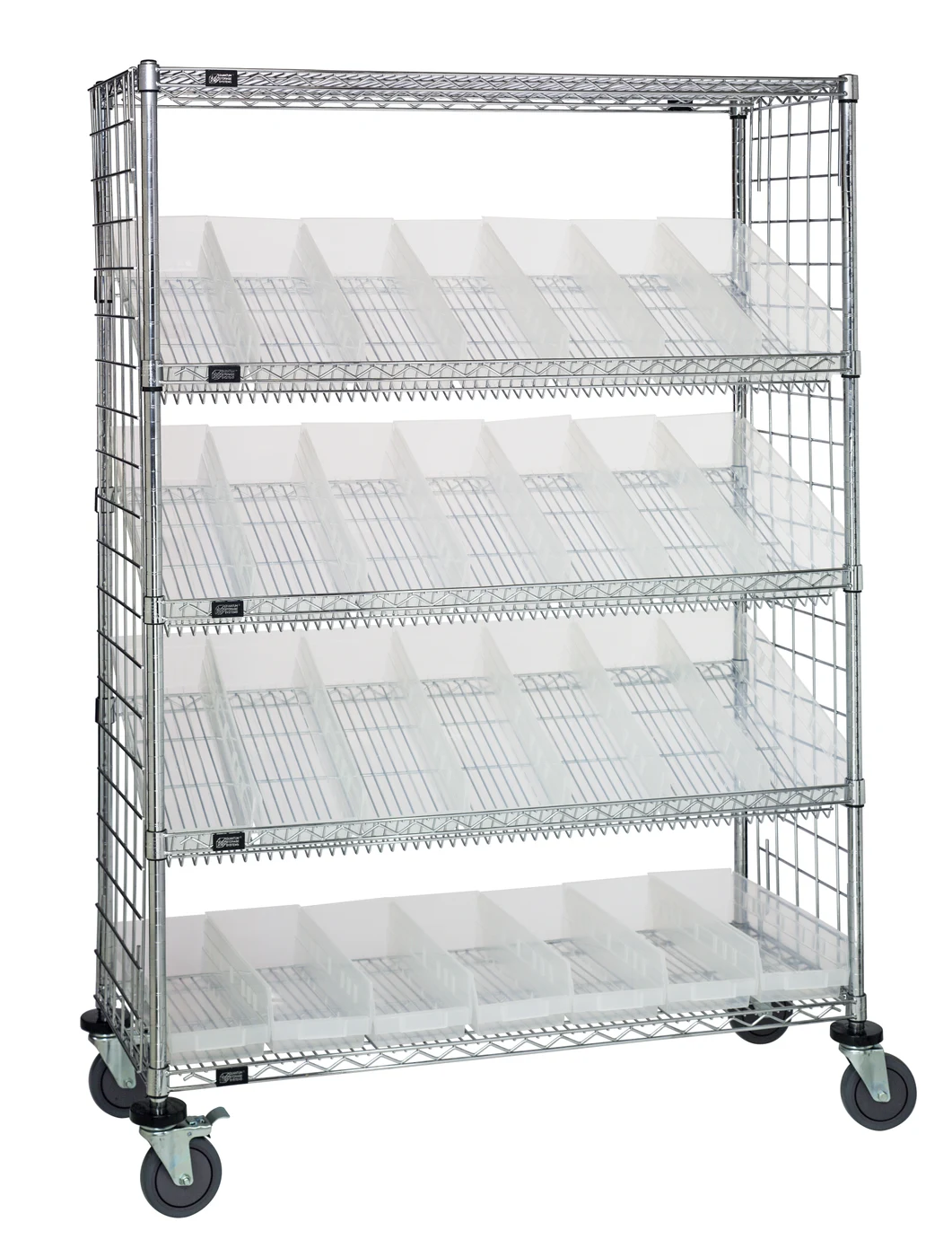 Quantum WRCL5-632448EP-106CL Slanted Shelf Enclosure Cart, 48"W x 24"D x 69"H, 1200 lb capacity, Chrome