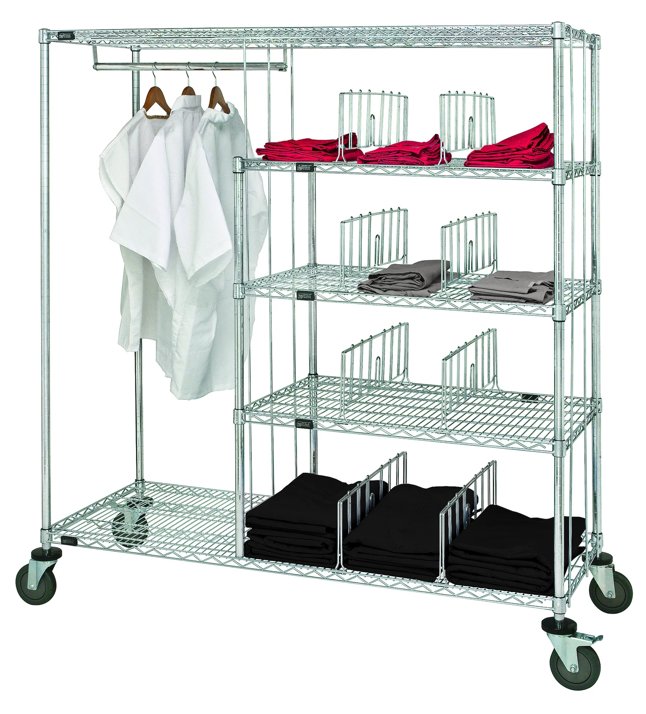 Quantum WRCPL-63-2460 Patient Apprarel Cart, 60"W x 24"D x 69"H, 1200 lb capacity, Chrome