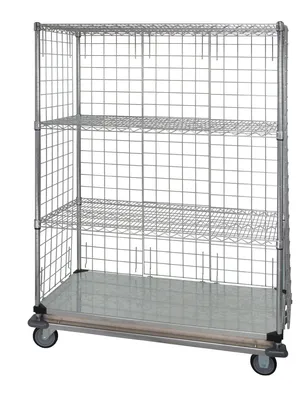 Quantum WRCS4-74-2460EP Mobile Wire Enclosed Cart, 60"W x 24"D x 80"H, 1200 lb capacity, Chrome