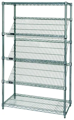 Quantum WRCSL5-63-1836 Slanted Shelf Cart, 36"W x 18"D x 69"H, 1200 lb capacity, Chrome