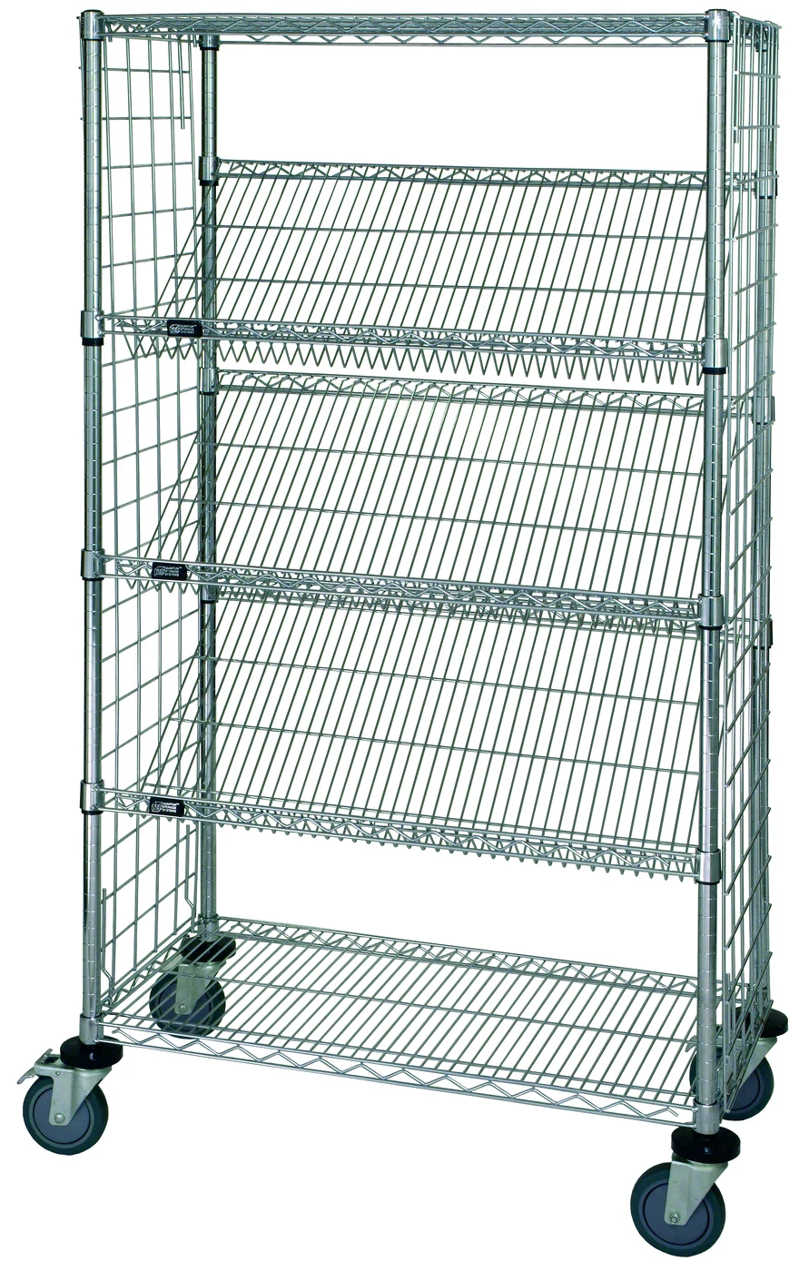 Quantum WRCSL5-63-1848EP Slanted Shelf Enclosure Cart, 48"W x 18"D x 69"H, 1200 lb capacity, Chrome