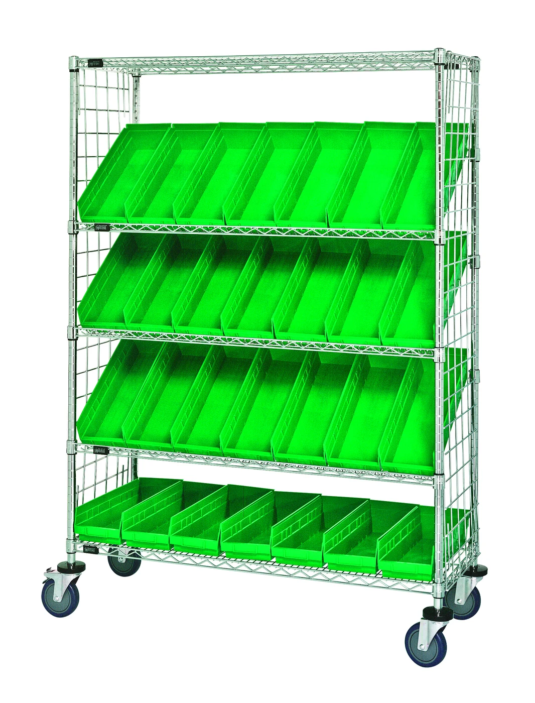Quantum WRCSL5-63-2448E-16GN Slanted Shelf Enclosure Cart, 48"W x 24"D x 69"H, 1200 lb capacity, Chrome