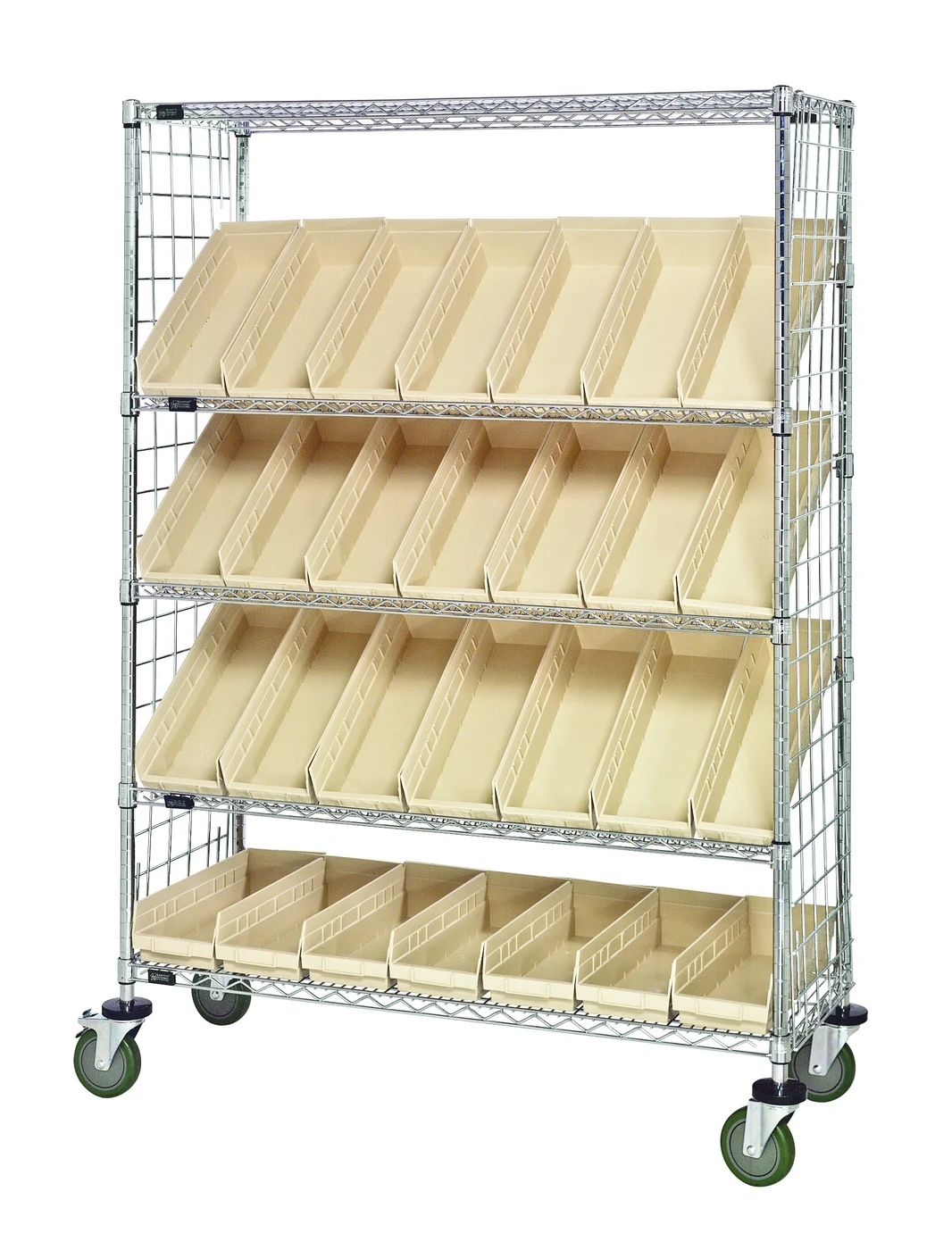 Quantum WRCSL5-63-2448EP-106IV Slanted Shelf Enclosure Cart, 48"W x 24"D x 69"H, 1200 lb capacity, Chrome