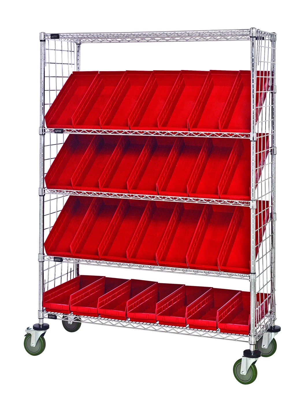 Quantum WRCSL5-63-1848E-14RD Slanted Shelf Enclosure Cart, 48"W x 18"D x 69"H, 1200 lb capacity, Chrome