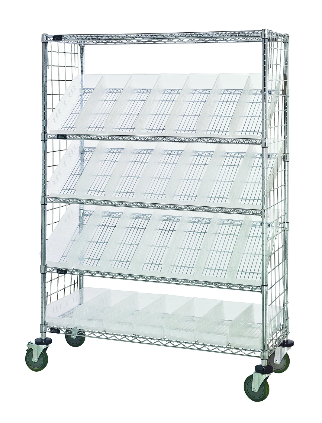 Quantum WRCSL5-63-2448E-16CL Slanted Shelf Enclosure Cart, 48"W x 24"D x 69"H, 1200 lb capacity, Chrome
