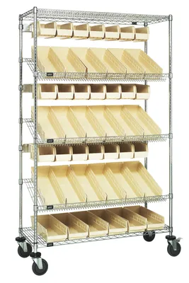 Quantum WRCSL5-74-1836-104230IV Slanted Shelf Cart, 36"W x 18"D x 80"H, 1200 lb capacity, Chrome