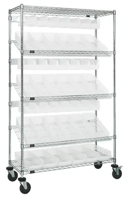 Quantum WRCSL5-74-1836-104230CL Slanted Shelf Cart, 36"W x 18"D x 80"H, 1200 lb capacity, Chrome