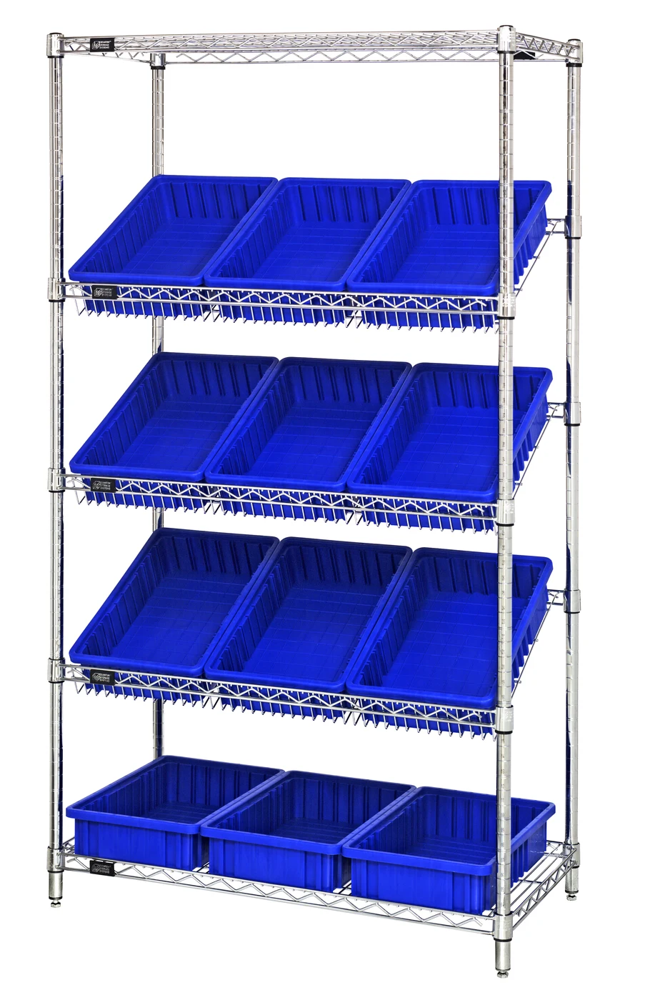 Quantum WRS-5-92035BL Stationary Bin Systems Unit, 36"W x 18"D x 63"H, 400 lb capacity, Chrome