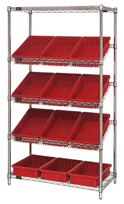 Quantum WRS-5-92035RD Stationary Bin Systems Unit, 36"W x 18"D x 63"H, 400 lb capacity, Chrome