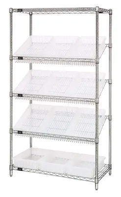 Quantum WRS-5-92035CL Stationary Bin Systems Unit, 36"W x 18"D x 63"H, 400 lb capacity, Chrome
