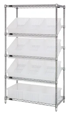 Quantum WRS-5-92060CL Stationary Bin Systems Unit, 36"W x 18"D x 63"H, 400 lb capacity, Chrome