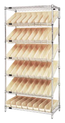 Quantum WRS-7-103IV Stationary Bin Systems Unit, 36"W x 18"D x 74"H, 400 lb capacity, Chrome
