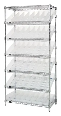 Quantum WRS-7-103CL Stationary Bin Systems Unit, 36"W x 18"D x 74"H, 400 lb capacity, Chrome