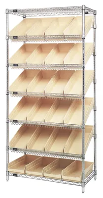 Quantum WRS-7-108IV Stationary Bin Systems Unit, 36"W x 18"D x 74"H, 400 lb capacity, Chrome
