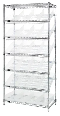 Quantum WRS-7-108CL Stationary Bin Systems Unit, 36"W x 18"D x 74"H, 400 lb capacity, Chrome