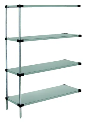 Quantum WRS5-74-1848SS Solid Shelving Starter Kit, 48"W x 18"D x 74"H, 400-600 lb capacity, Stainless