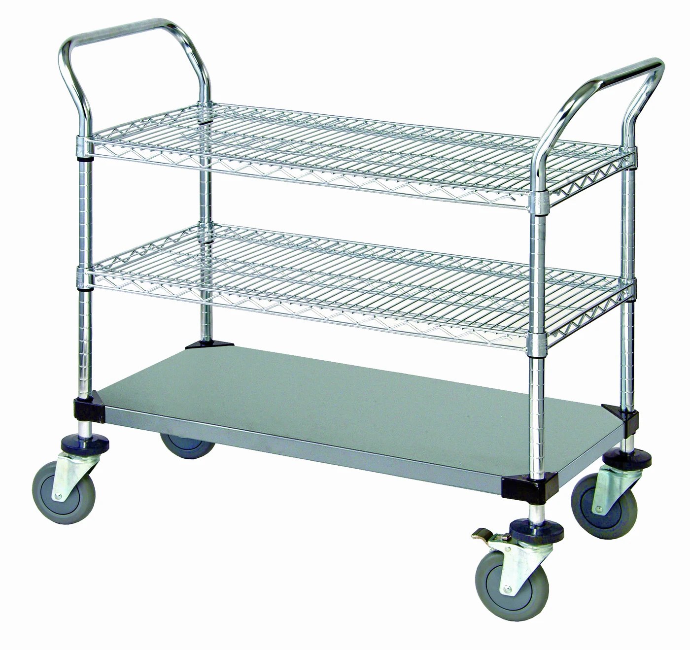 Quantum WRSC-1842SS-3S Utility Cart, 42"W x 18"D x 37-1/2"H, 1200 lb capacity, Stainless