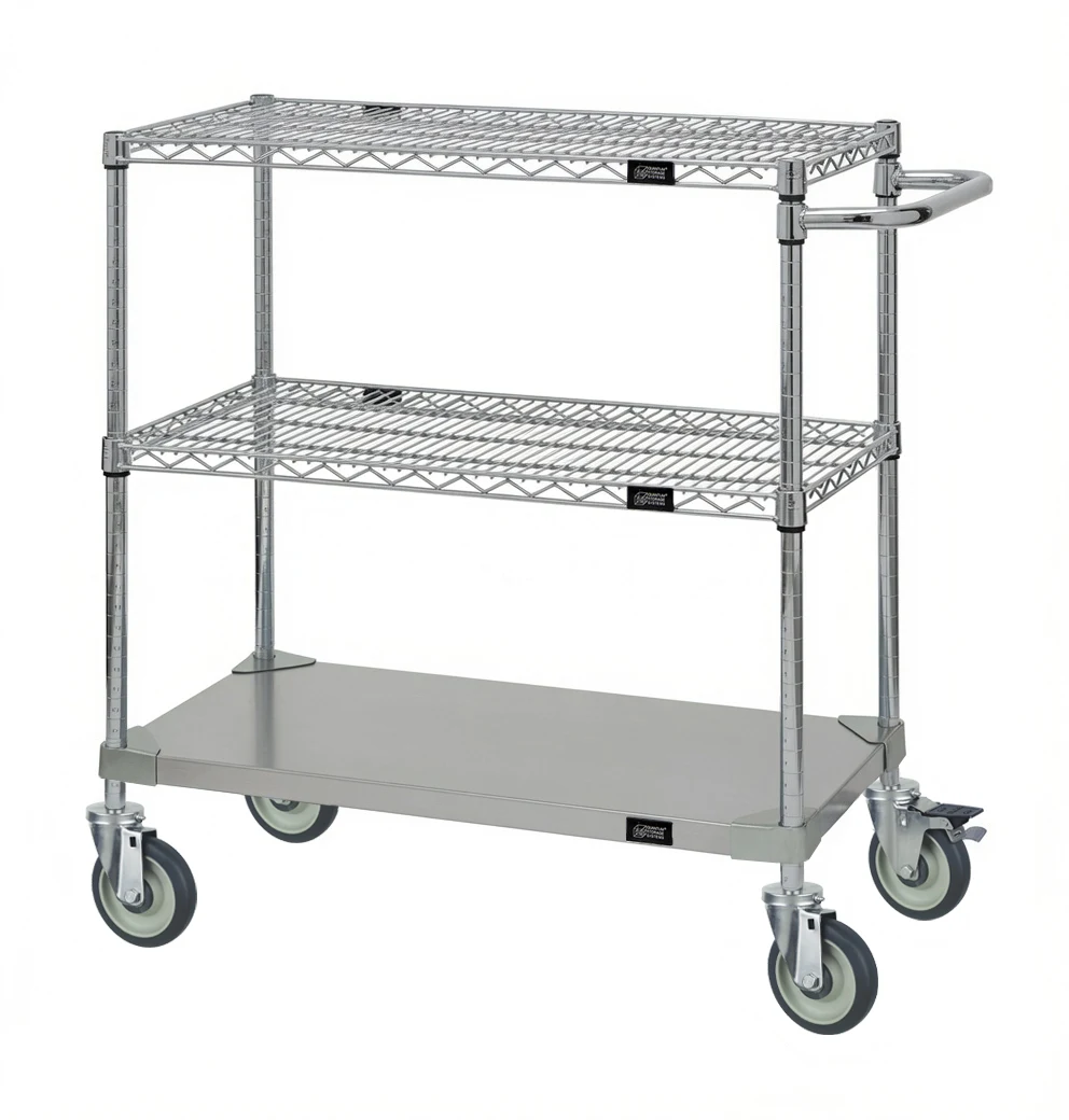 Quantum WRSCP-2442SS-3S Utility Cart, 42"W x 24"D x 37-1/2"H, 1200 lb capacity, Stainless