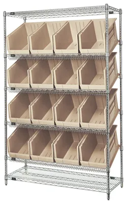 Quantum WRSL6-74-1848-260IV Stationary Bin System Unit, 18"W x 48"L x 74"H, 800 lb capacity, Chrome