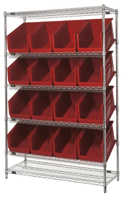 Quantum WRSL6-74-1848-260RD Stationary Bin System Unit, 18"W x 48"L x 74"H, 800 lb capacity, Chrome