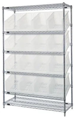 Quantum WRSL6-74-1848-260CL Stationary Bin System Unit, 18"W x 48"L x 74"H, 800 lb capacity, Chrome