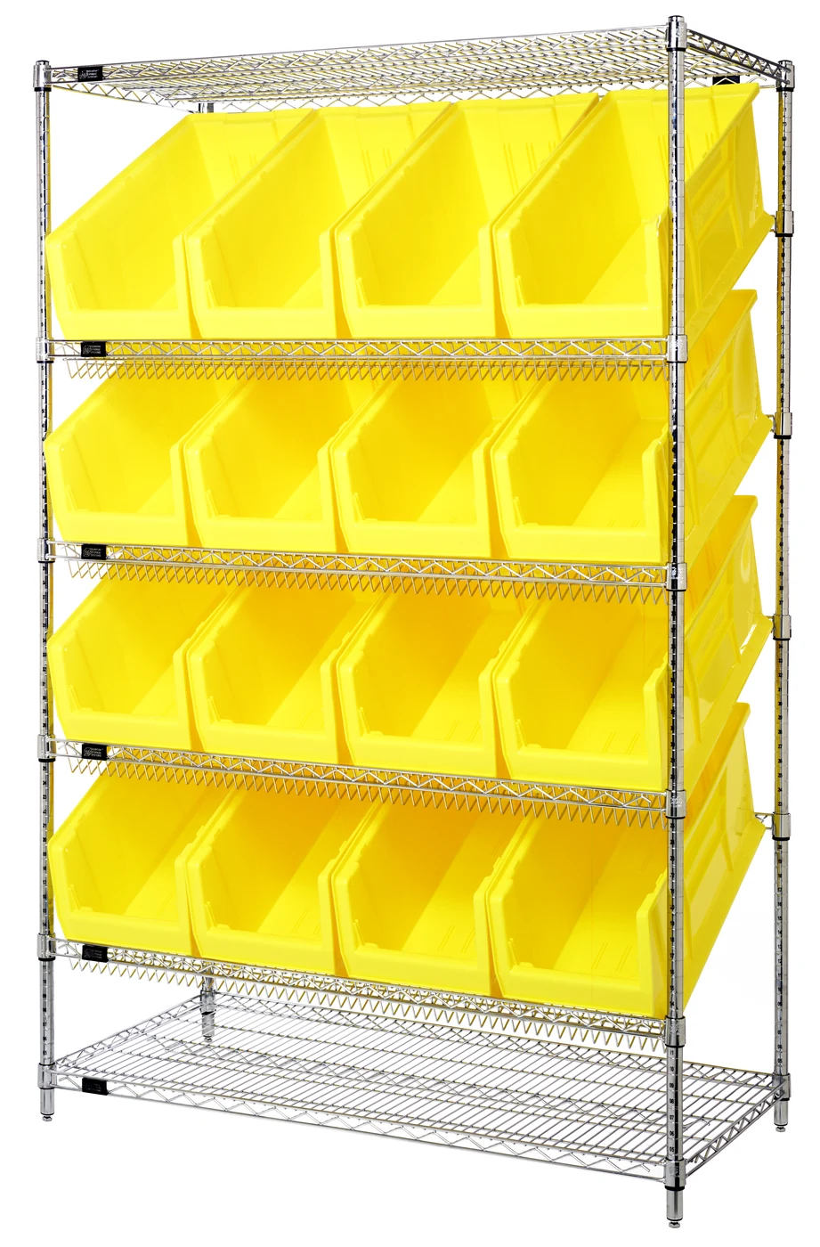 Quantum WRSL6-74-2448-953YL Stationary Bin System Unit, 24"W x 48"L x 74"H, 800 lb capacity, Chrome