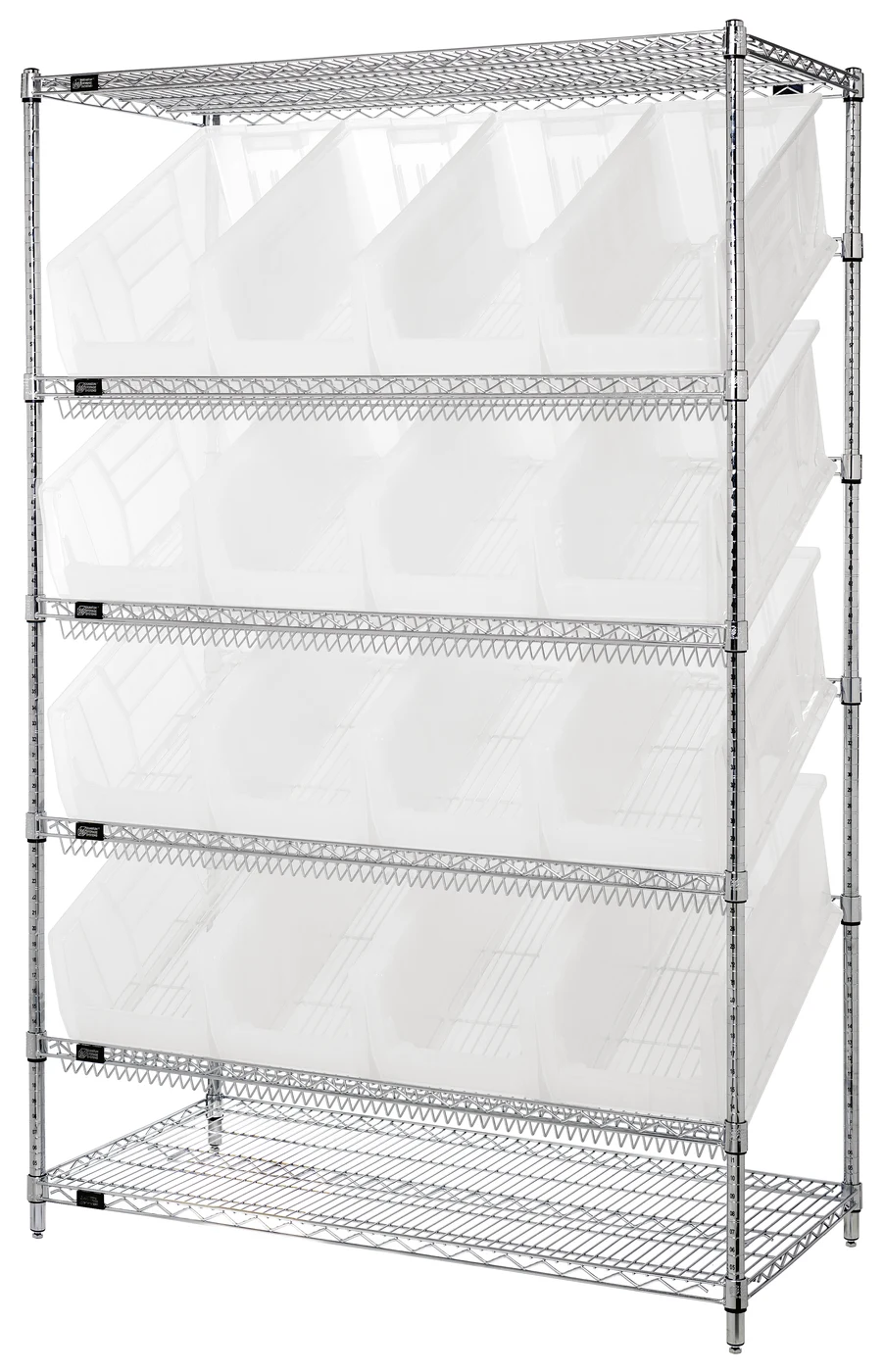 Quantum WRSL6-74-2448-953CL Stationary Bin System Unit, 24"W x 48"L x 74"H, 800 lb capacity, Chrome