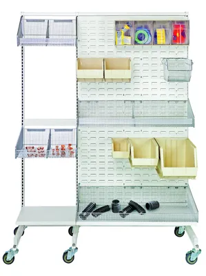 Quantum WS70-DS36HC Double-Sided Partition Wall Starter Unit, 36"W x 50"D x 70"H, Oyster White — in use