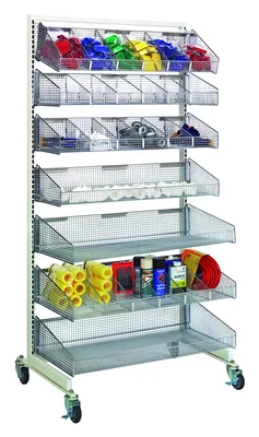 Quantum WS70-SS18-7S8D Mobile Partition Wall Starter Unit, 18"W x 26"D x 74"H, Oyster White — in use