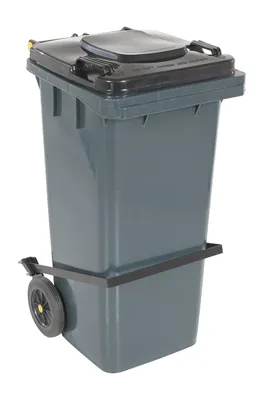 TH-32-GY-FL GRAY POLY TRASH CAN 32 GAL W/ LID LIFT