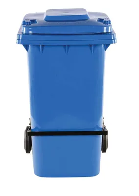 TH-64-BLU-FL trash can shown from an alternate angle