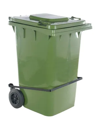TH-95-GRN-FL GREEN POLY TRASH CAN 95 GAL W/ LID LIFT