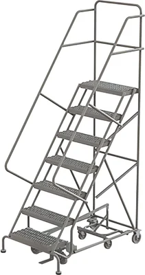 Tri-Arc All-Directional Knocked-Down 7-Step Rolling Ladder, 35" base, 17" top step, 24" wide steps, 450 lb capacity