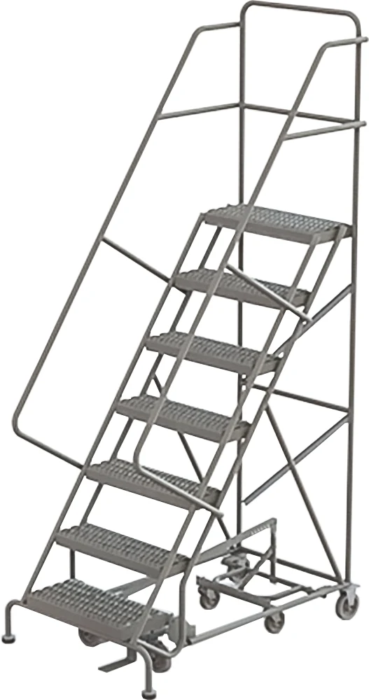 Tri-Arc All-Directional Knocked-Down 7-Step Rolling Ladder, 35" base, 17" top step, 24" wide steps, 450 lb capacity