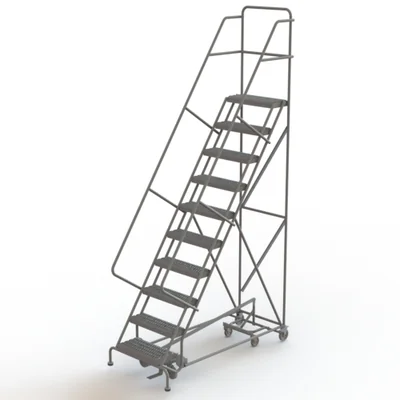Tri-Arc All-Directional Knocked-Down 10-Step Rolling Ladder, 35" base, 17" top step, 24" wide steps, 450 lb capacity