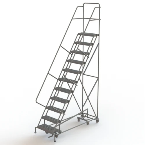 Tri-Arc All-Directional Knocked-Down 11-Step Rolling Ladder, 35" base, 17" top step, 24" wide steps, 450 lb capacity