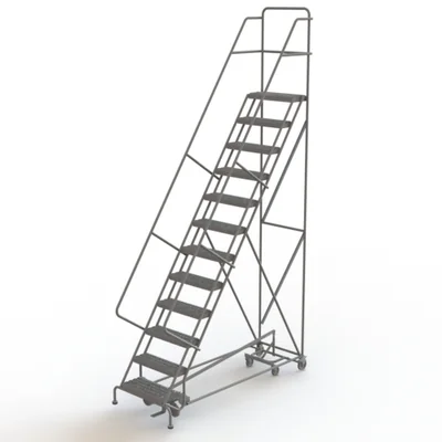 Tri-Arc All-Directional Knocked-Down 12-Step Rolling Ladder, 35" base, 17" top step, 24" wide steps, 450 lb capacity