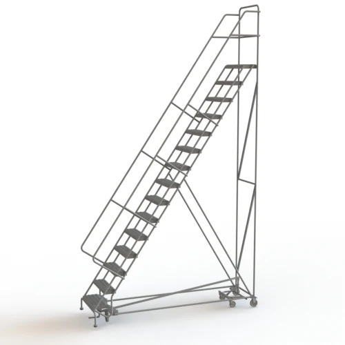 Tri-Arc All-Directional Knocked-Down 15-Step Rolling Ladder, 50" base, 17" top step, 24" wide steps, 450 lb capacity
