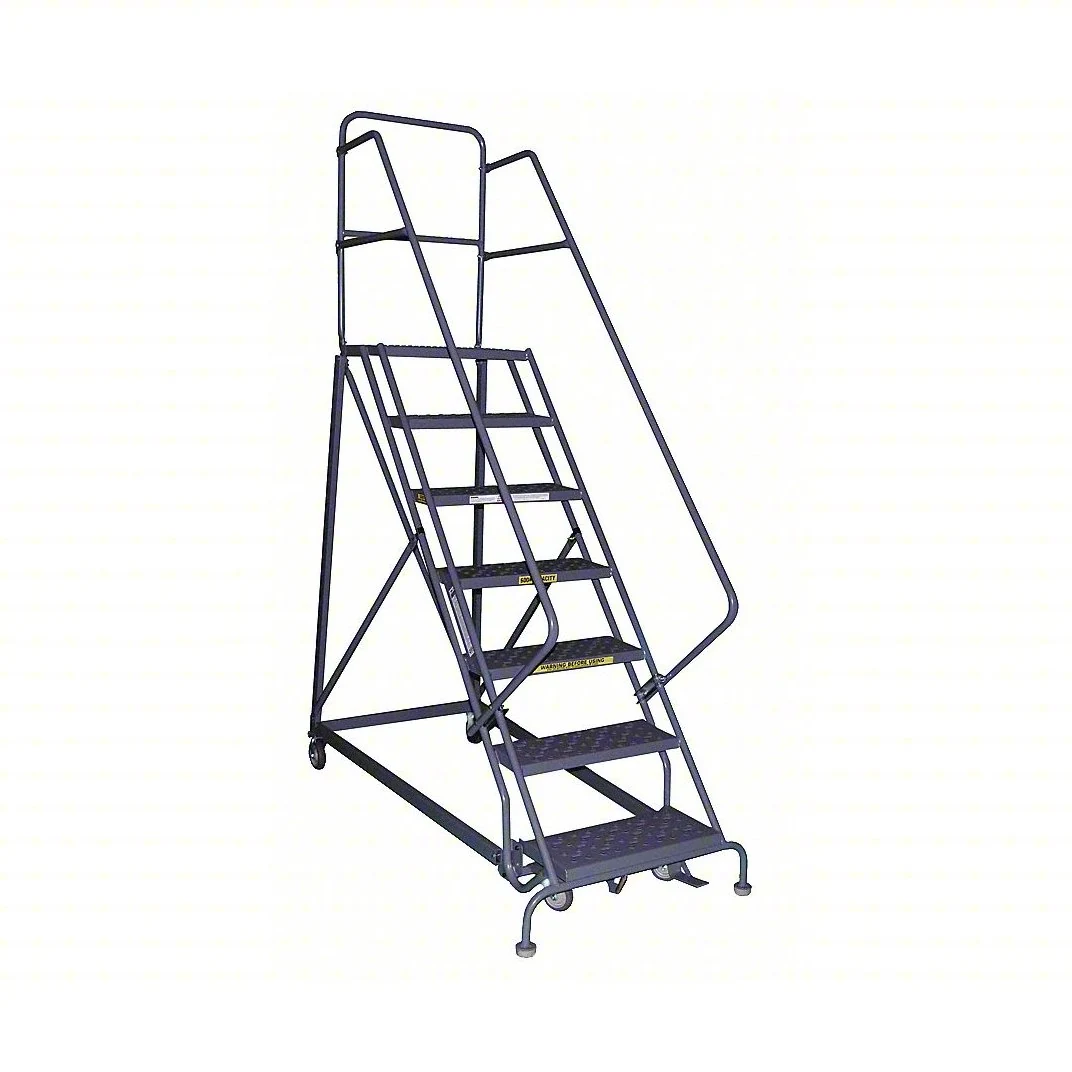 Tri-Arc Easy Climb Knocked-Down 12-Step Rolling Ladder, 116" base, 17" top step, 24" wide steps, 450 lb capacity