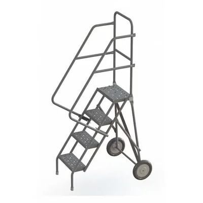 Tri-Arc Knocked-Down 4-Step Rolling Ladder, 23" base, 16" wide steps, 450 lb capacity