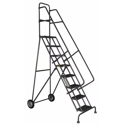 Tri-Arc Tilt & Roll Knocked-Down 6-Step Rolling Ladder, 27" base, 10" top step, 16" wide steps, 450 lb capacity