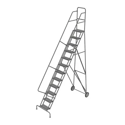 Tri-Arc Knocked-Down 12-Step Rolling Ladder, 36" base, 16" wide steps, 450 lb capacity