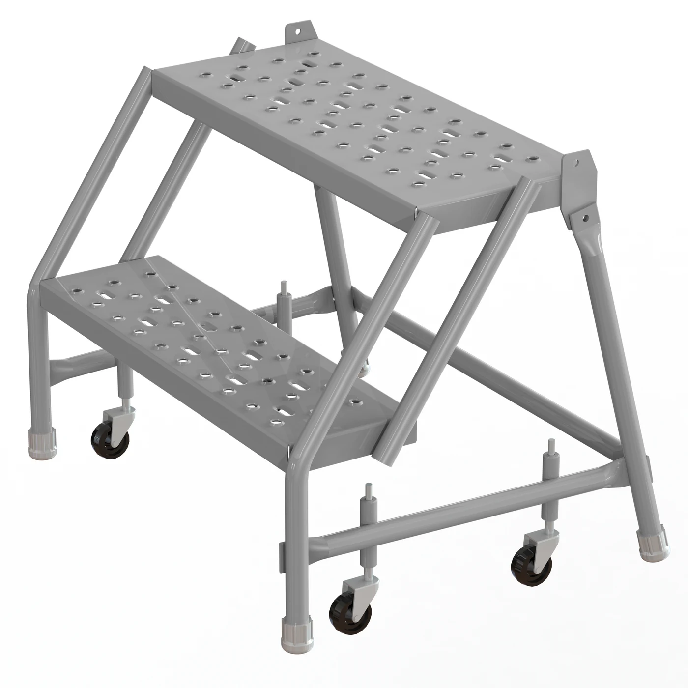 Tri-Arc Knocked-Down 2-Step Rolling Ladder, 19" base, 24" wide steps, 450 lb capacity