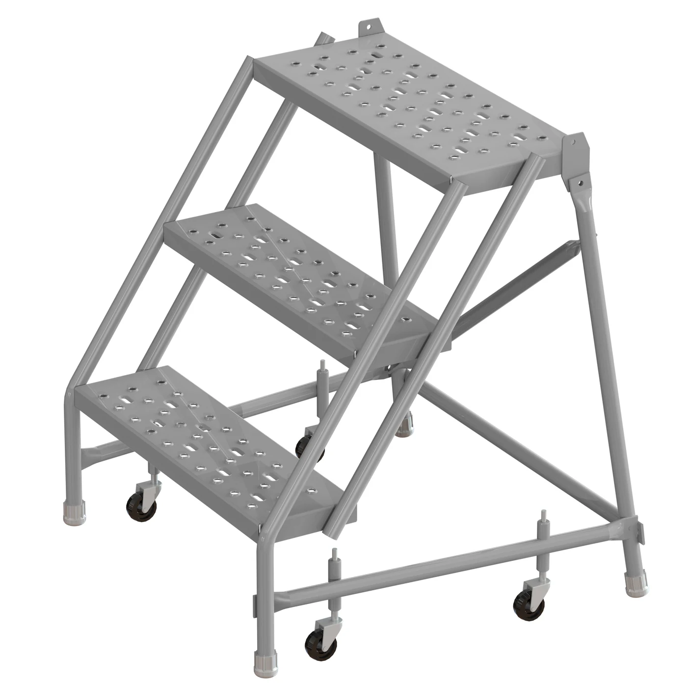 Tri-Arc Knocked-Down 3-Step Rolling Ladder, 27" base, 24" wide steps, 450 lb capacity