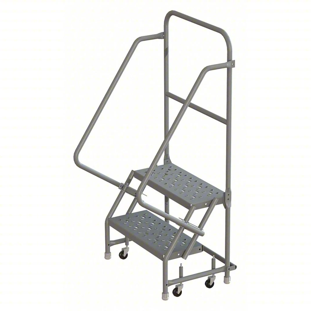 Tri-Arc Knocked-Down 2-Step Rolling Ladder, 19" base, 10" top step, 16" wide steps, 450 lb capacity