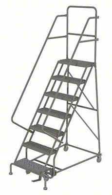 Tri-Arc Knocked-Down 6-Step Rolling Ladder, 50" base, 10" top step, 16" wide steps, 450 lb capacity