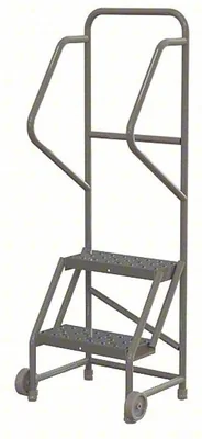 Tri-Arc Tilt & Roll Knocked-Down 2-Step Rolling Ladder, 20" base, 16" wide steps, 450 lb capacity