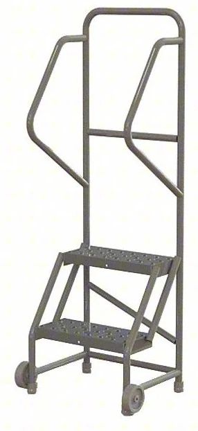 Tri-Arc Tilt & Roll Knocked-Down 2-Step Rolling Ladder, 20" base, 16" wide steps, 450 lb capacity